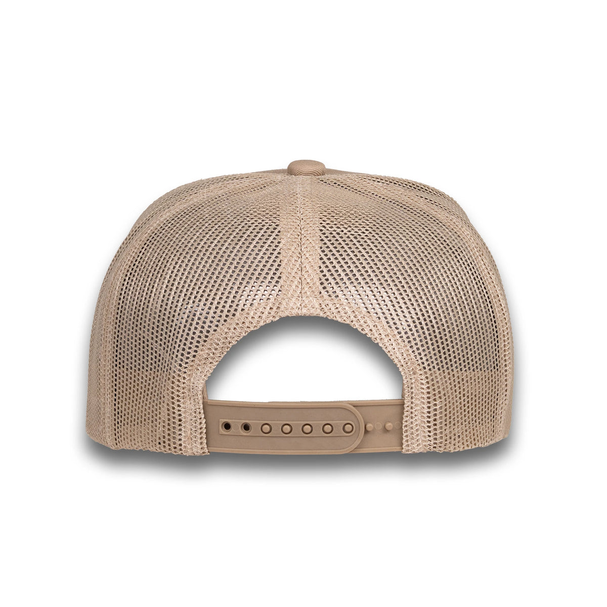 LU-3 khaki wholesale 5-panel rope trucker hat back view