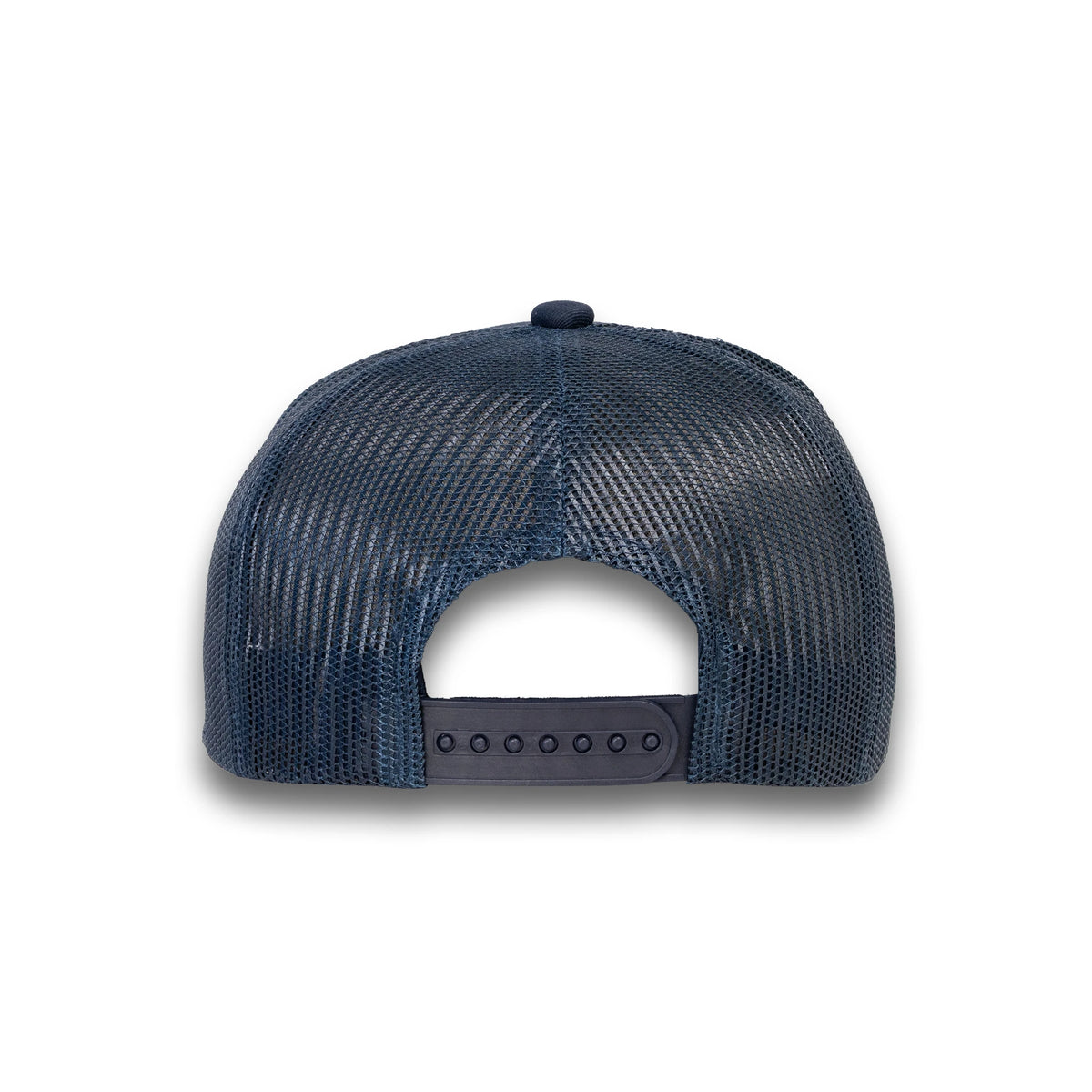 LU-3 navy wholesale 5-panel rope trucker hat back view