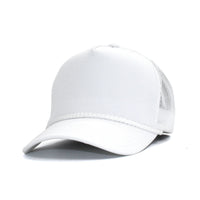 LU-3 white wholesale 5-panel rope trucker hat front view