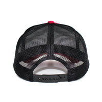 LU-4 burgundy black wholesale 5-panel trucker hat back view