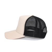 LU-4 cream black wholesale 5-panel trucker hat side view