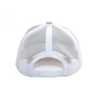 LU-4 cream white wholesale 5-panel trucker hat back view