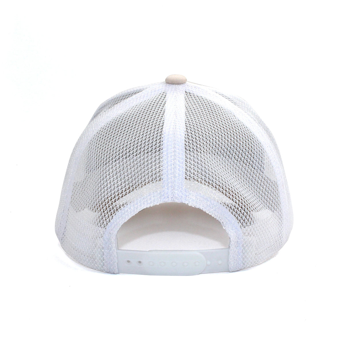 LU-4 cream white wholesale 5-panel trucker hat back view