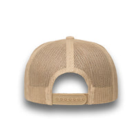 LU-4 khaki wholesale 5-panel trucker hat back view