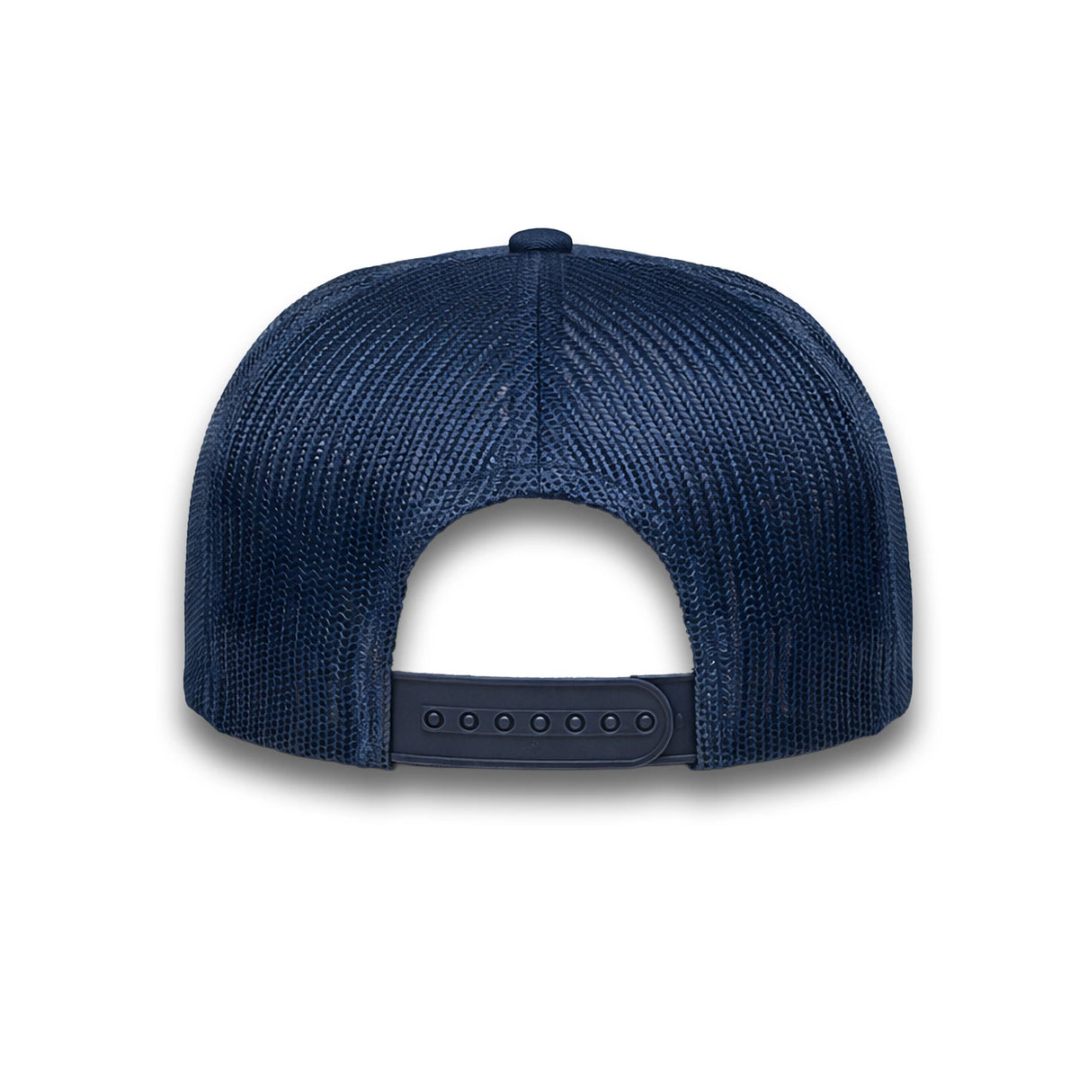 LU-4 navy wholesale 5-panel trucker hat back view