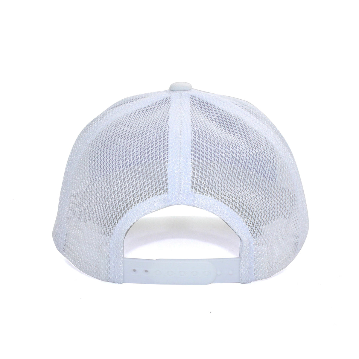 LU-4 white wholesale 5-panel trucker hat back view