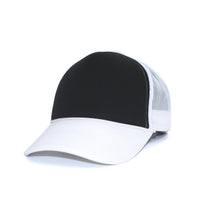 LU-5 black white wholesale 5-panel foam trucker hat front view