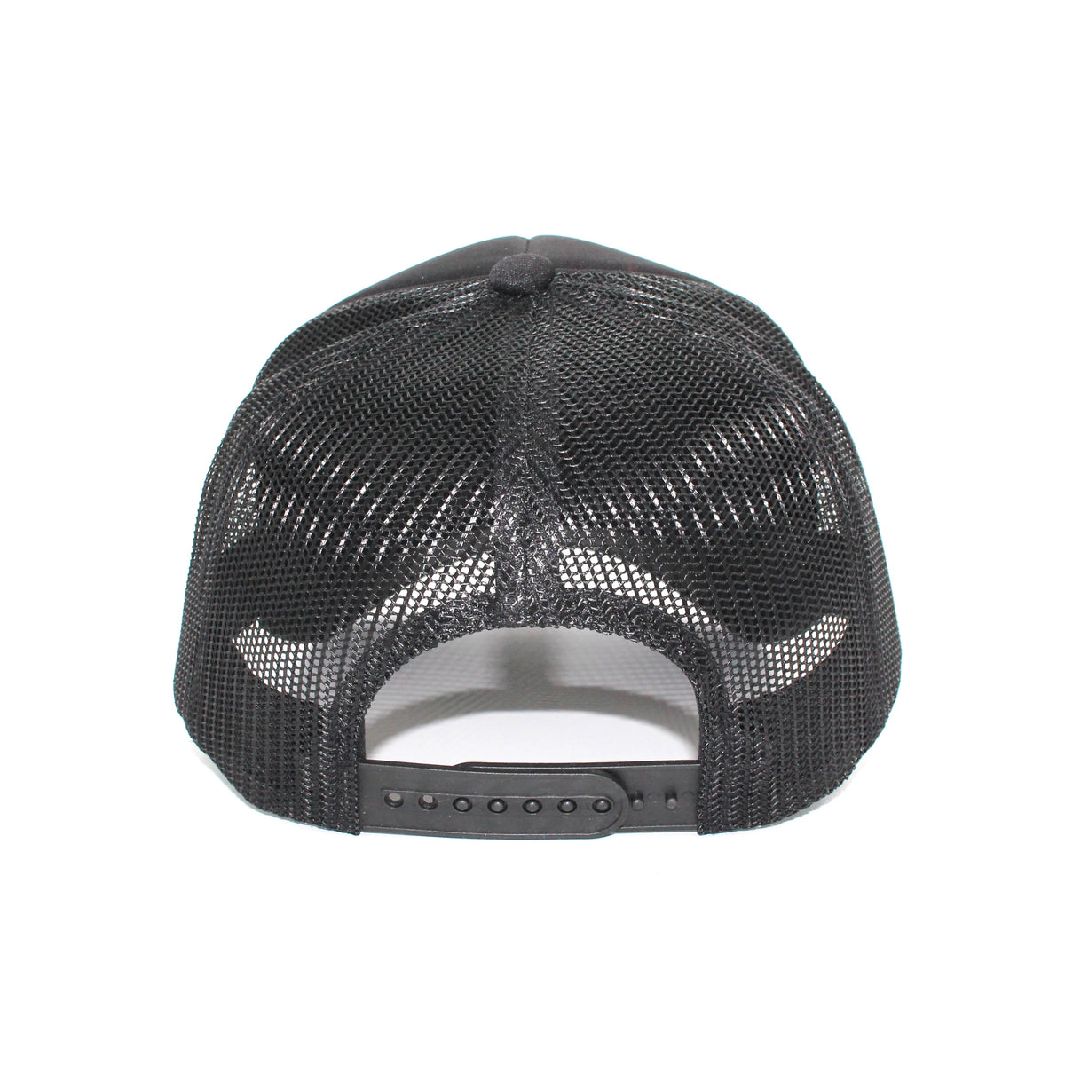 LU-5 black wholesale 5-panel foam trucker hat back view