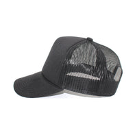 LU-5 black wholesale 5-panel foam trucker hat side view