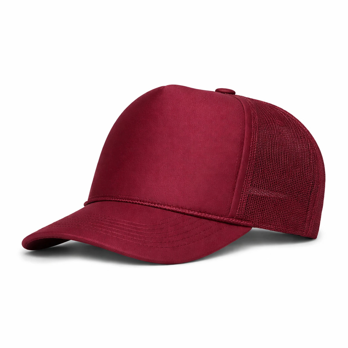 LU-5 burgundy wholesale 5-panel foam trucker hat front view
