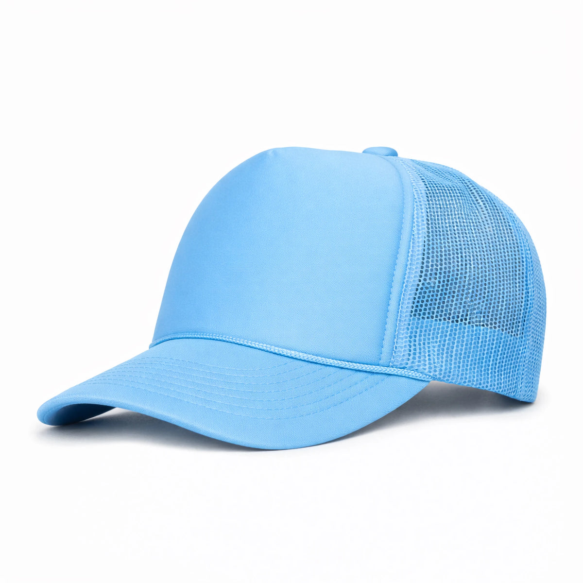 LU-5 light blue wholesale 5-panel foam trucker hat front view