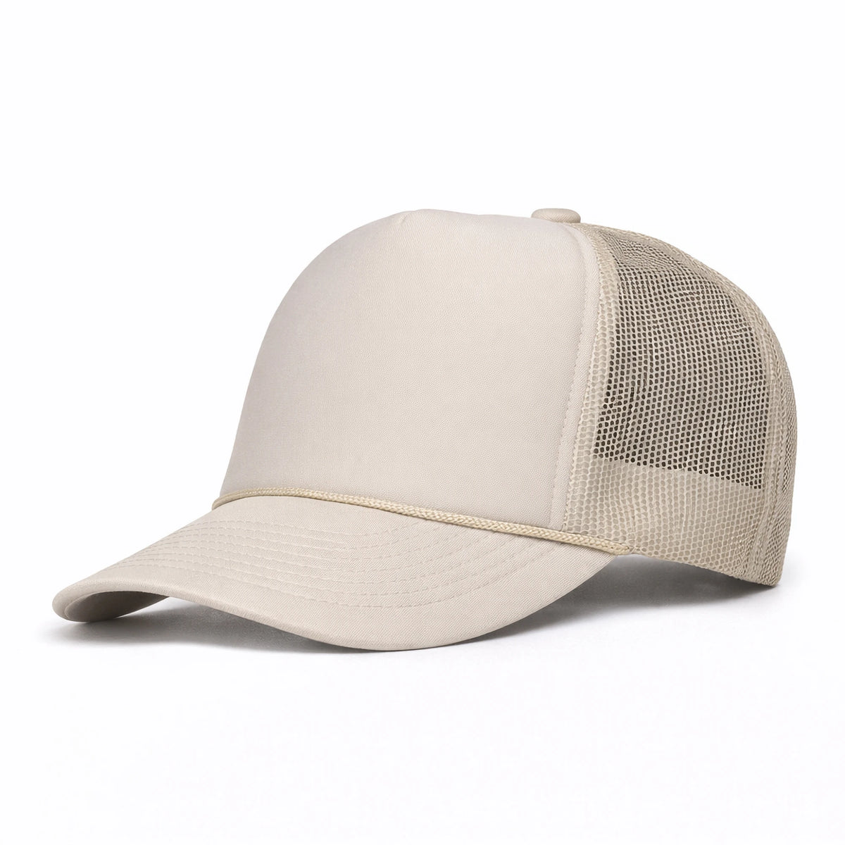 LU-5 light grey wholesale 5-panel foam trucker hat front view