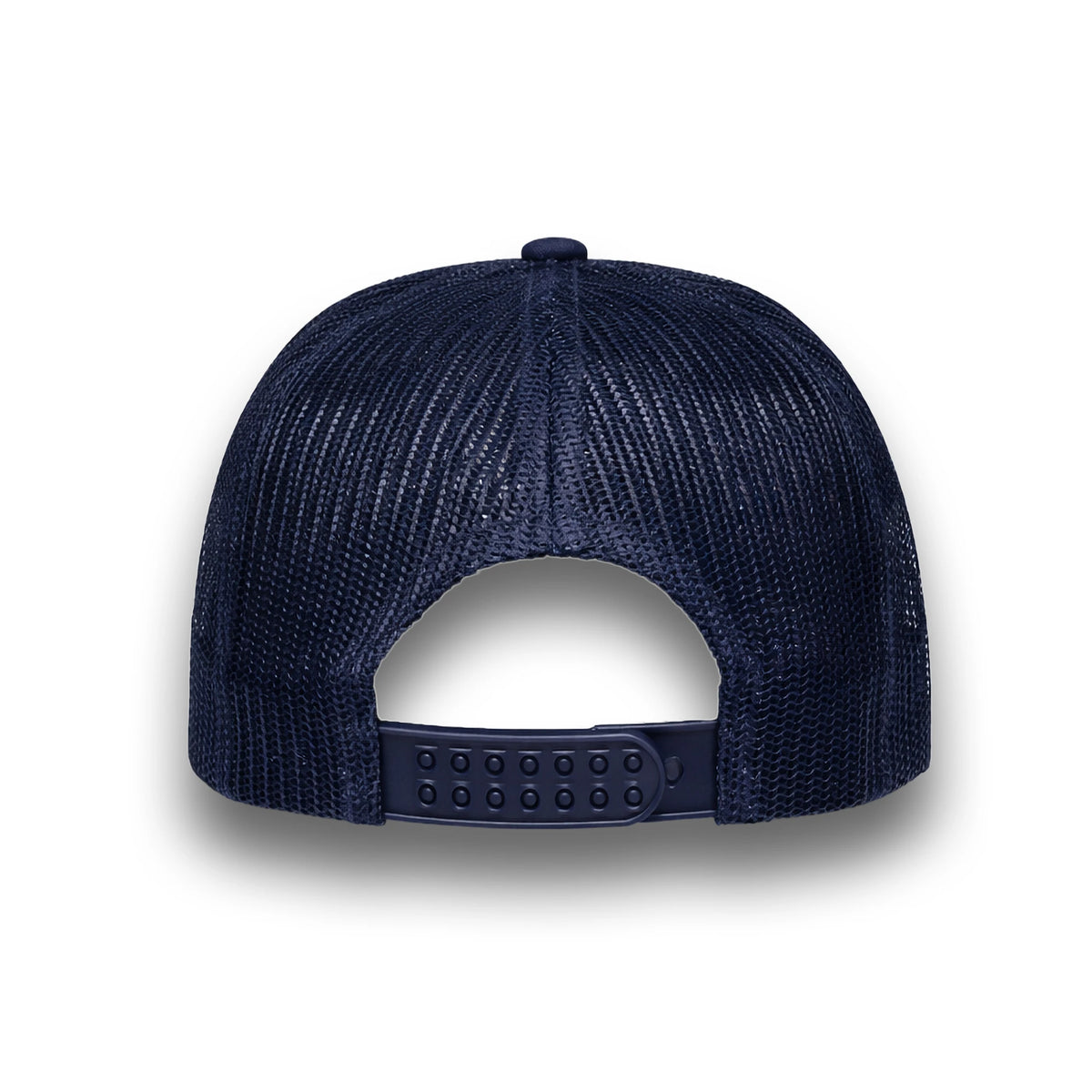 LU-5 navy wholesale 5-panel foam trucker hat back view