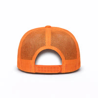 LU-5 orange wholesale 5-panel foam trucker hat back view