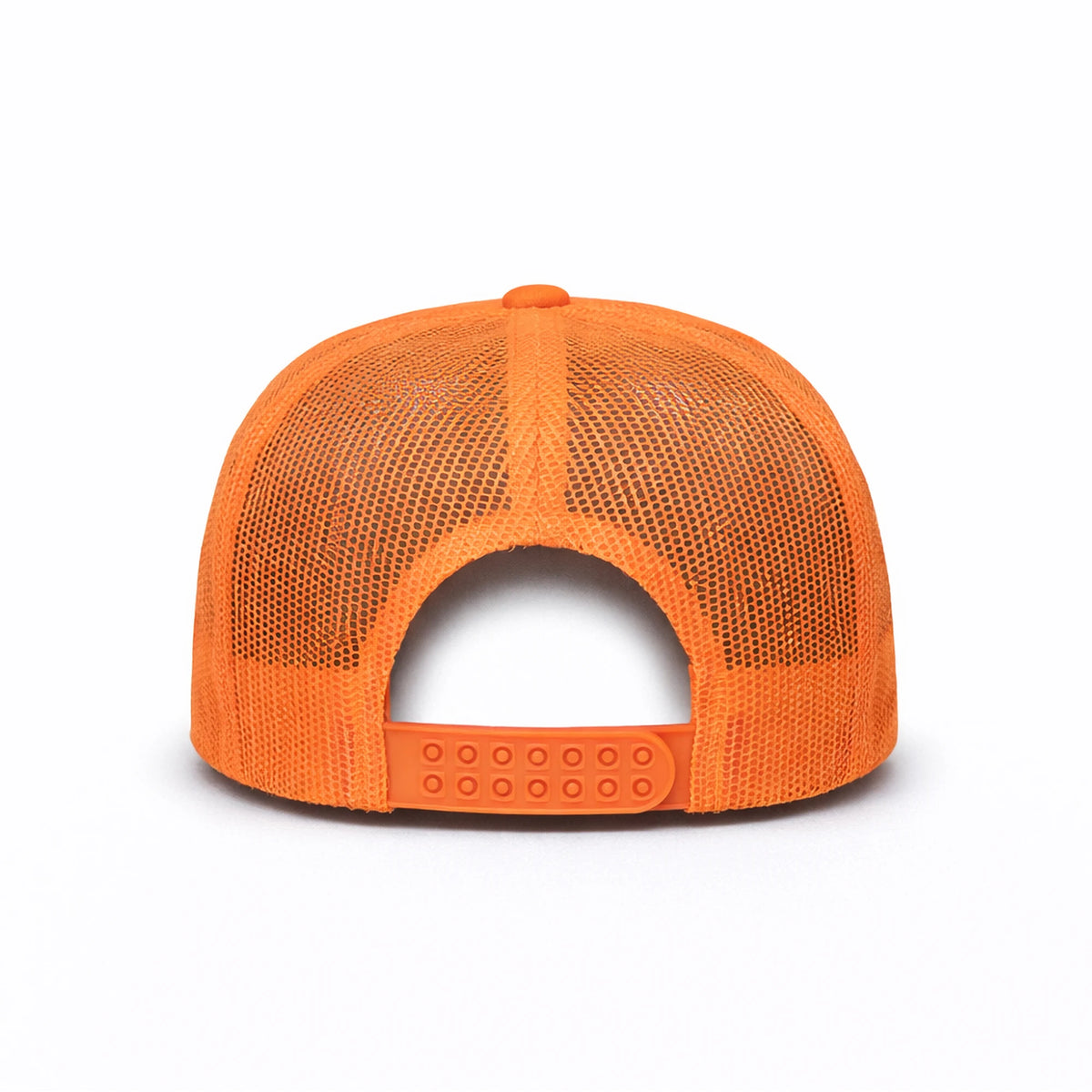 LU-5 orange wholesale 5-panel foam trucker hat back view