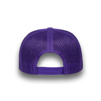 LU-5 purple wholesale 5-panel foam trucker hat back view