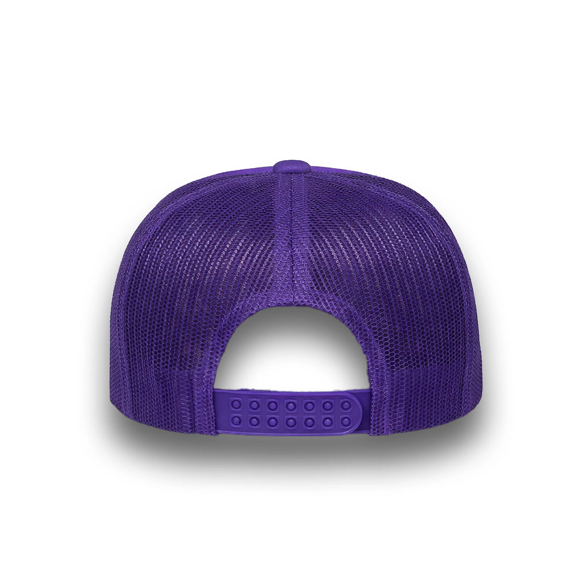 LU-5 purple wholesale 5-panel foam trucker hat back view