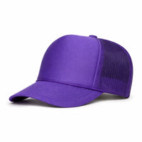 LU-5 purple wholesale 5-panel foam trucker hat front view