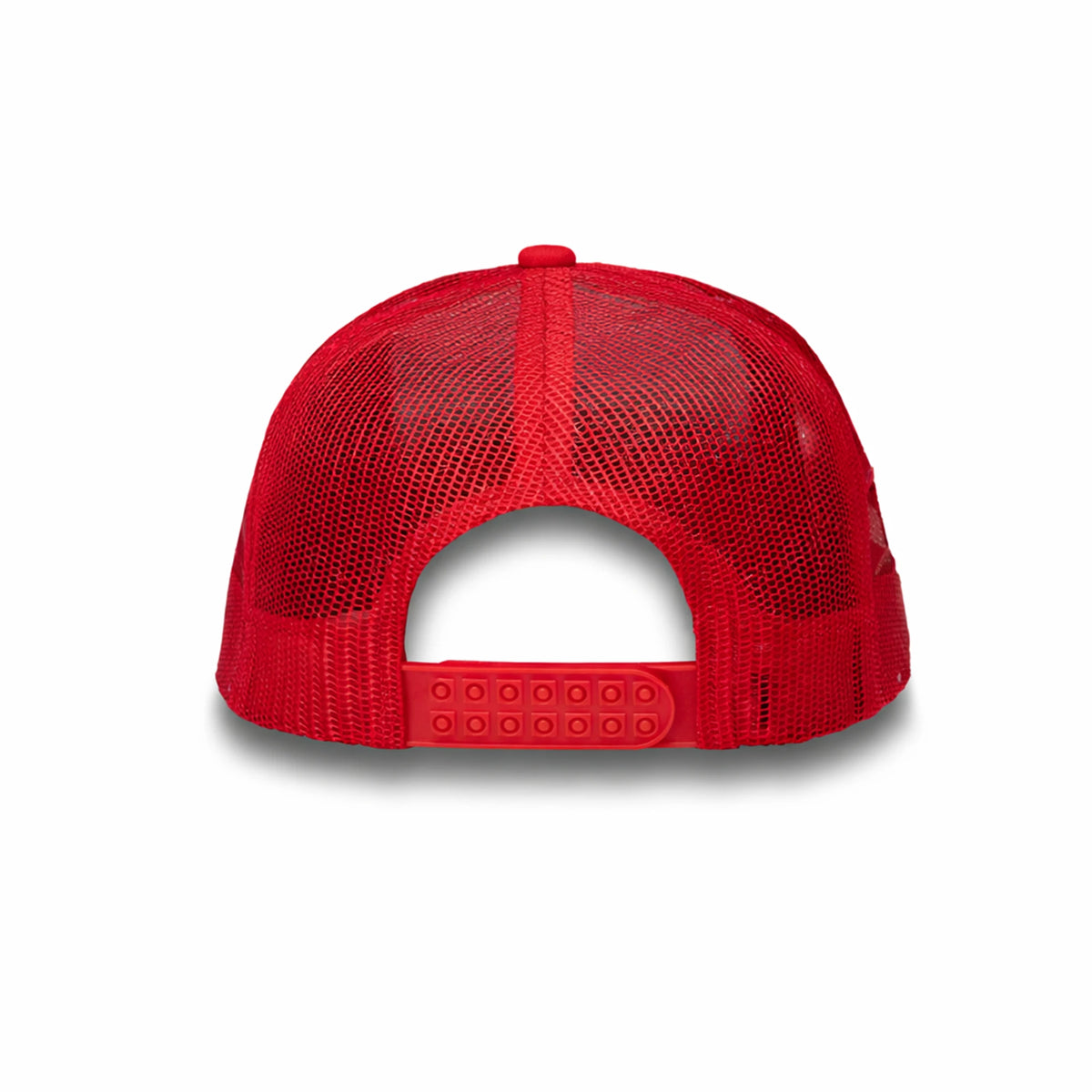 LU-5 red wholesale 5-panel foam trucker hat back view