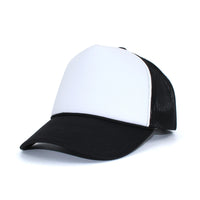 LU-5 white black wholesale 5-panel foam trucker hat front view