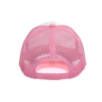 LU-5 white pink wholesale 5-panel foam trucker hat back view