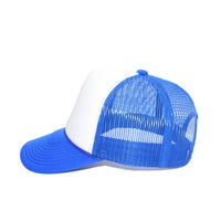 LU-5 white royal wholesale 5-panel foam trucker hat side view