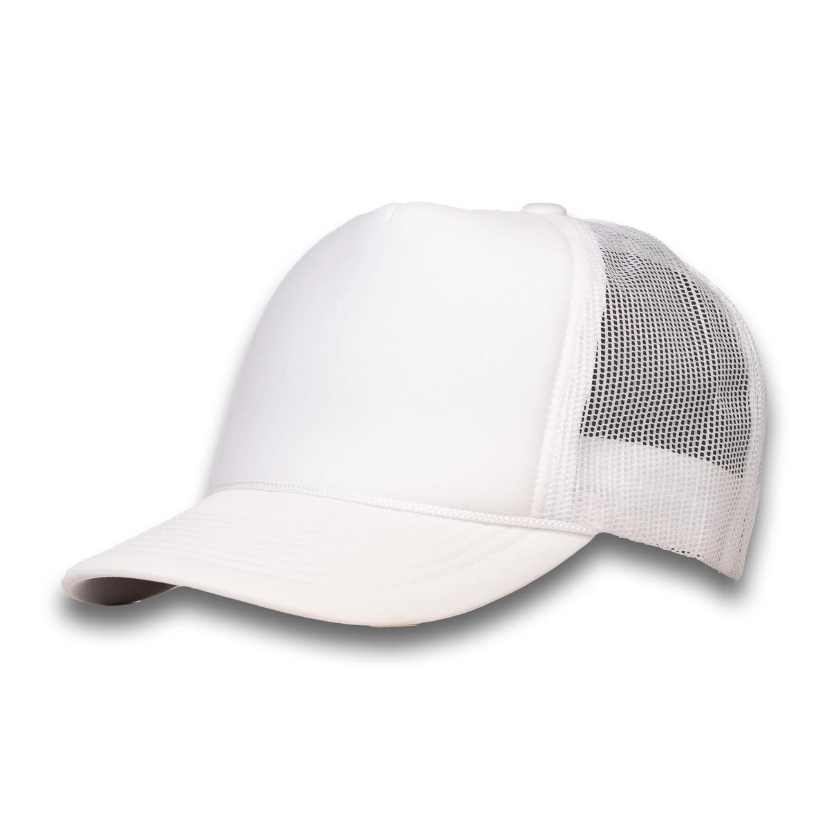 LU-5 white wholesale 5-panel foam trucker hat front view