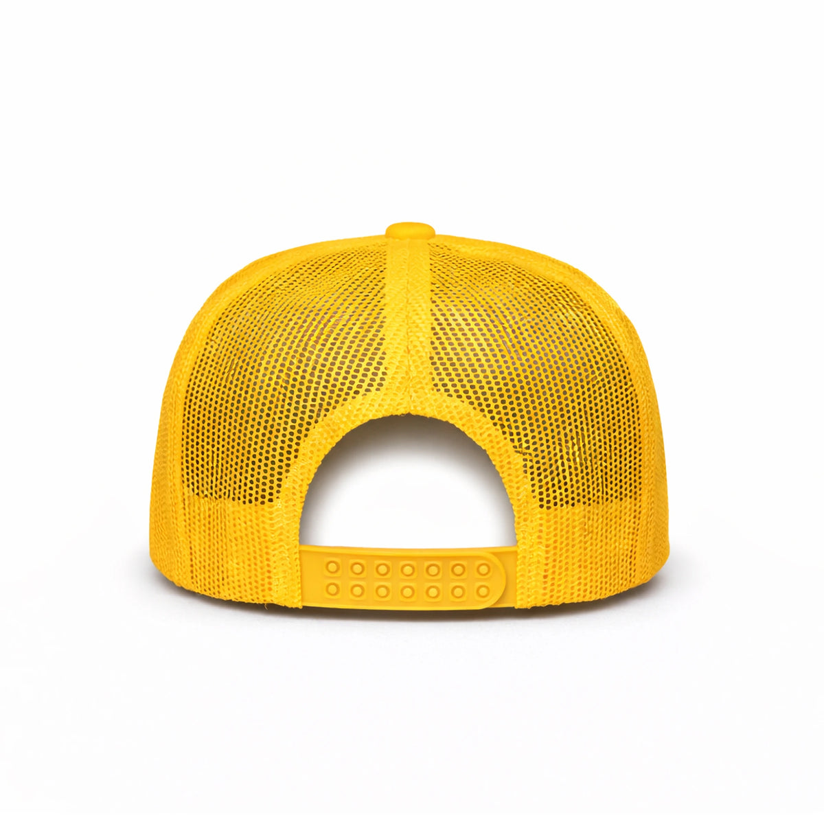 LU-5 yellow wholesale 5-panel foam trucker hat back view