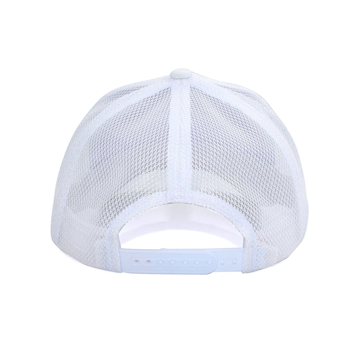 LU-5A white wholesale 5-panel trucker hat back view