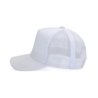 LU-5A white wholesale 5-panel trucker hat side view