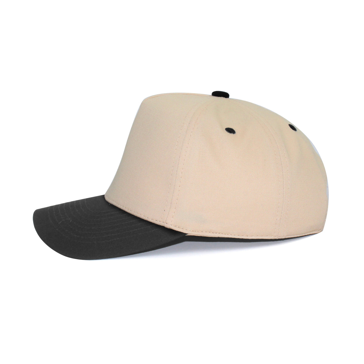 LU-6 beige black wholesale 5-panel snapback hat side view