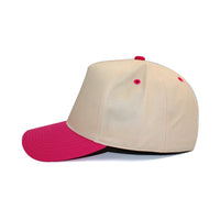 LU-6 beige hot pink wholesale 5-panel snapback hat side view