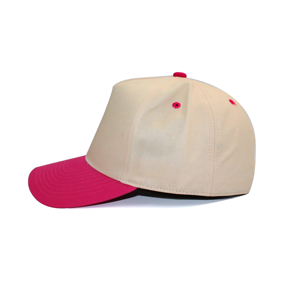 LU-6 beige hot pink wholesale 5-panel snapback hat side view