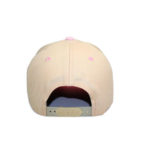 LU-6 beige navy wholesale 5-panel snapback hat back view