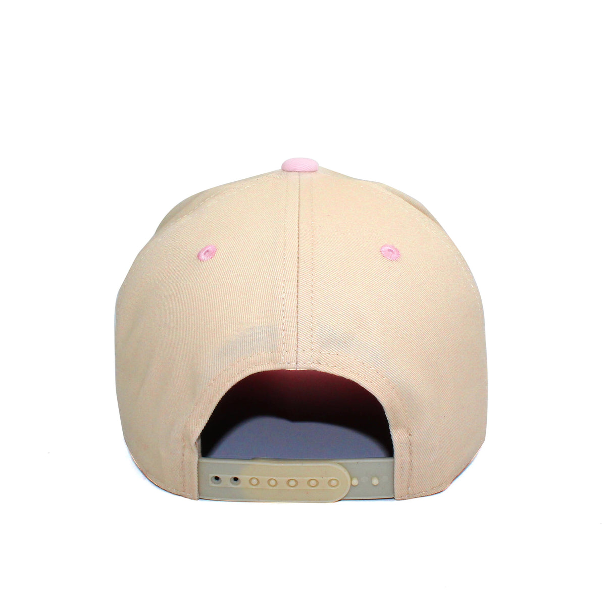 LU-6 beige navy wholesale 5-panel snapback hat back view