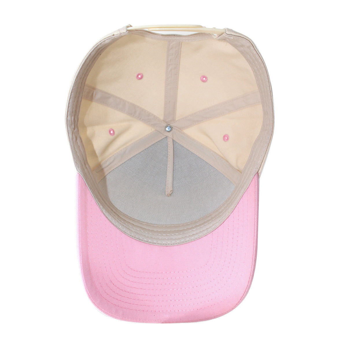 LU-6 beige light pink wholesale 5-panel snapback hat interior view