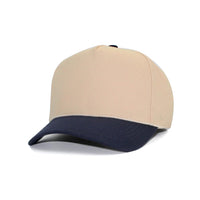 LU-6 beige navy wholesale 5-panel snapback hat front view
