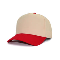 LU-6 beige red wholesale 5-panel snapback hat front view