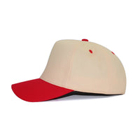 LU-6 beige red wholesale 5-panel snapback hat side view