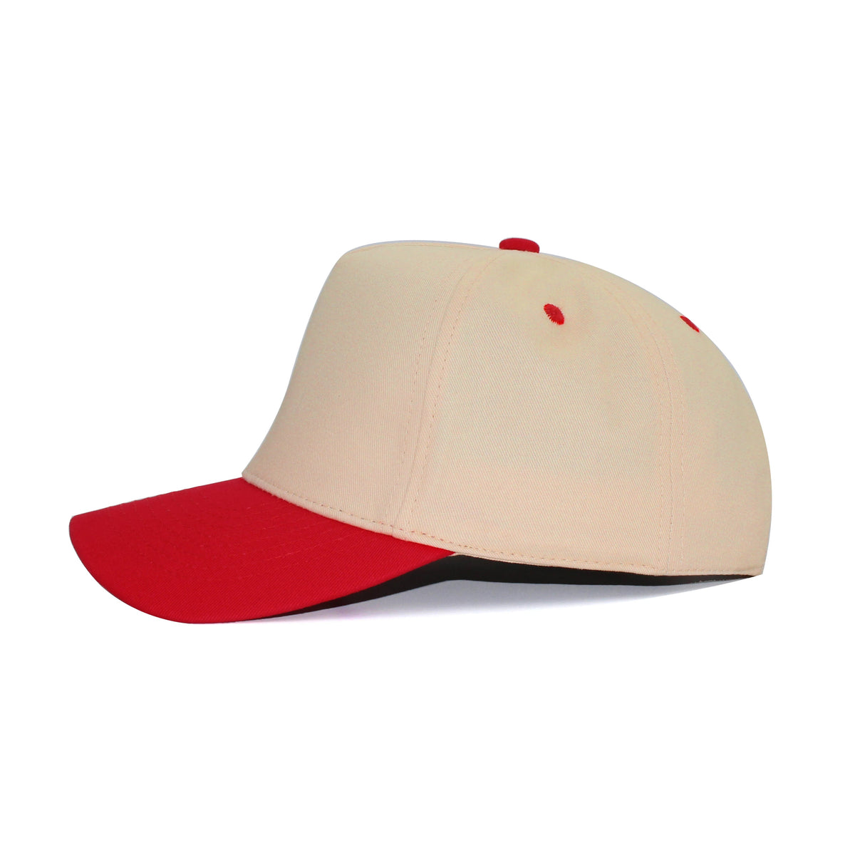 LU-6 beige red wholesale 5-panel snapback hat side view
