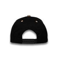 LU-6 black khaki wholesale 5-panel snapback hat back view
