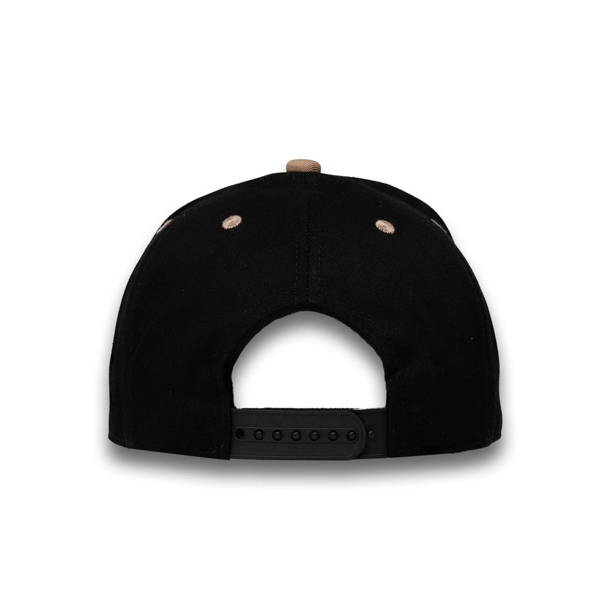 LU-6 black khaki wholesale 5-panel snapback hat back view