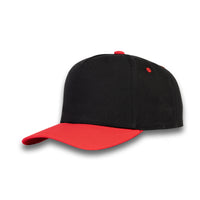 LU-6 black red wholesale 5-panel snapback hat front view