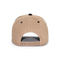 LU-6 khaki black wholesale 5-panel snapback hat back view