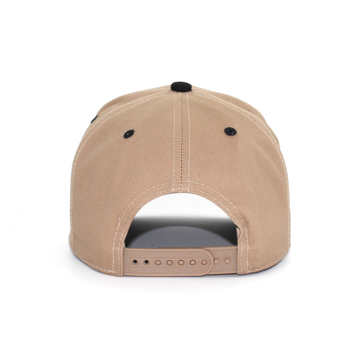LU-6 khaki black wholesale 5-panel snapback hat back view