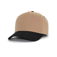 LU-6 khaki black wholesale 5-panel snapback hat front view