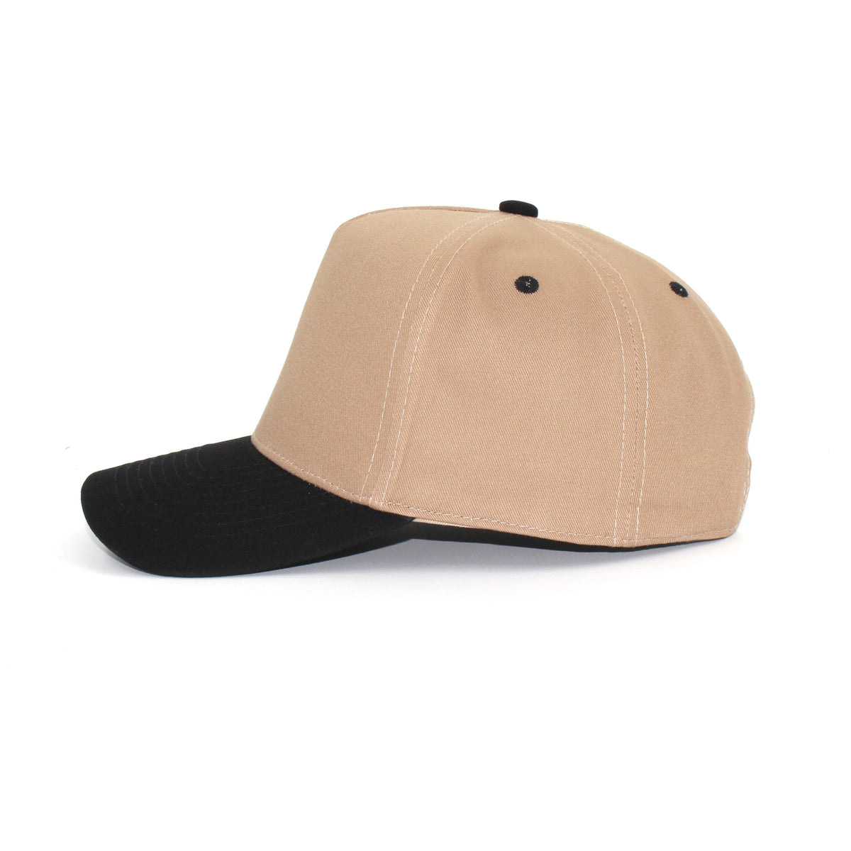 LU-6 khaki black wholesale 5-panel snapback hat side view
