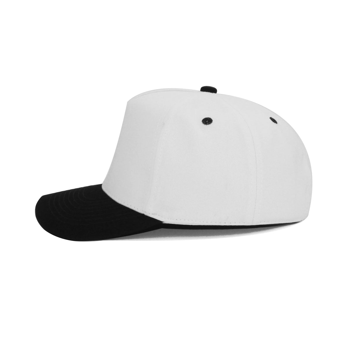 LU-6 white black wholesale 5-panel snapback hat side view