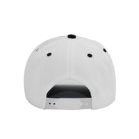 LU-6 white navy wholesale 5-panel snapback hat back view