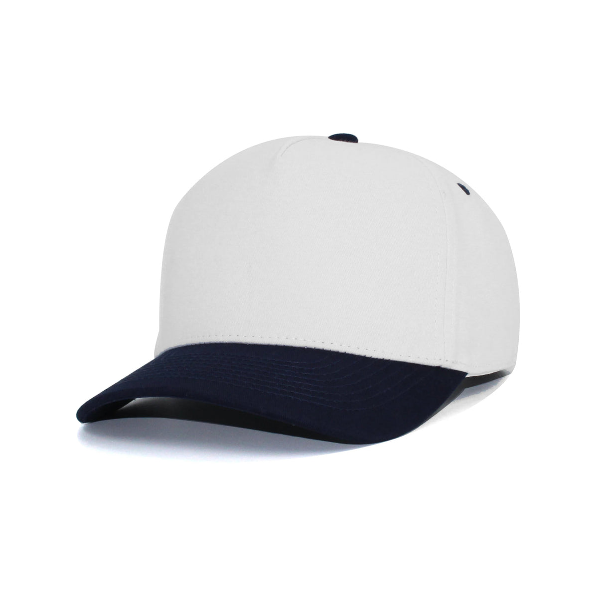 LU-6 white navy wholesale 5-panel snapback hat front view